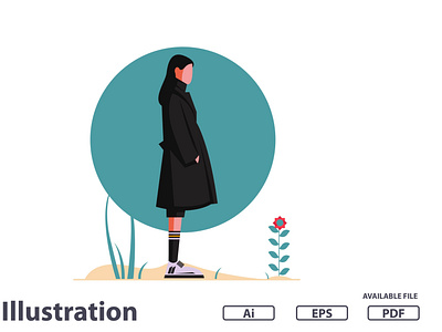 Black Outfit Flat Illustration