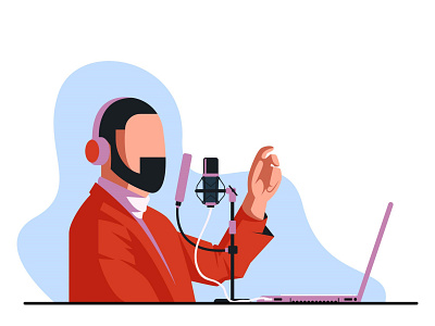 Podcaster Flat Illustration branding design flat illustration flatdesign graphic design graphicdesigner illustration podcast ui ux vector