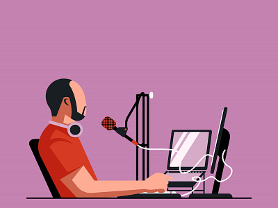 Radio Announcer Flat Illustration