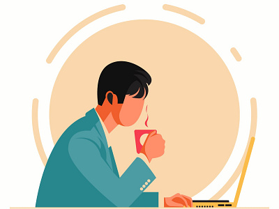 Work with Coffee Flat Illustration