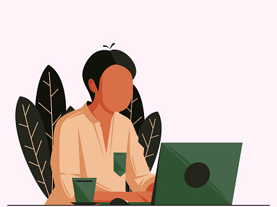 Work with Coffee Flat Illustration