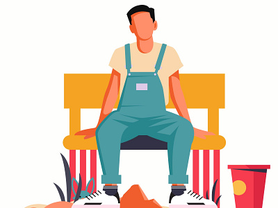 Waiting You Flat Illustration