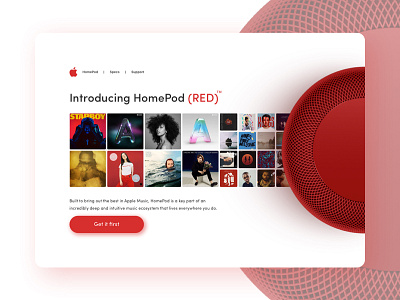 🍎 Apple Homepod Red Landing apple clean design homepod interface landing mac minimalist music ui ux web