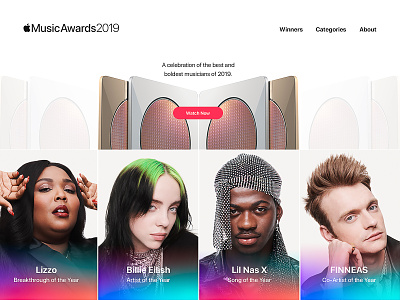 Apple Music Awards 2019 UI Design apple art direction award clean creative design interface layout music ui ux visual web