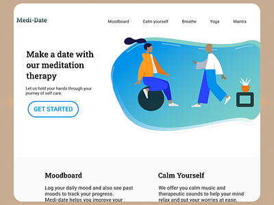 Meditation website UI/UX branding design illustration typography ui ux website
