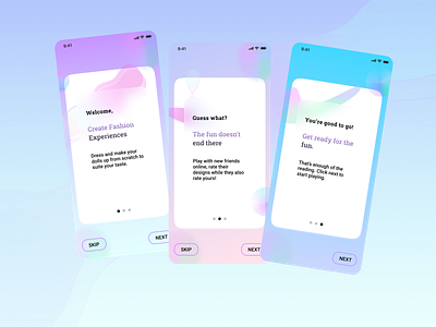 Onboarding page UI app design fashion app glassmorphism onboarding page ui ux
