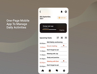 Task management page-in app app design task management task management app typography ui ux