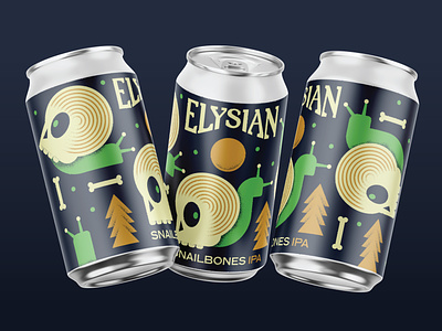 Elysian Brewing: Snailbones IPA beer bones brewery illustration packaging seattle skull snail vector washington
