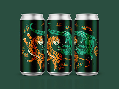 Tandem alligator beer branding brewery can craft beer double illustration ipa label packaging pennsylvania tiger vector