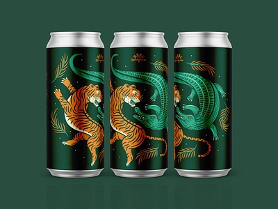 Tandem alligator beer branding brewery can craft beer double illustration ipa label packaging pennsylvania tiger vector