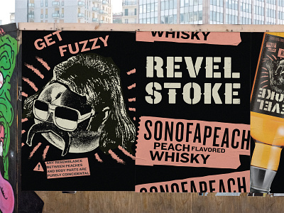 Revel Stoke Whisky alcohol billboard branding collage copywriting danger disclaimer illustration logotype portfolio poster punk signage spirits whiskey whisky zine