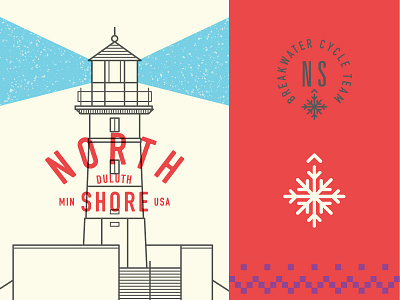 North Shore Breakwater Cycle Team badge bike cycle duluth illustration lighthouse lockup north shore snow winter