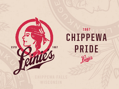 Leinie's Chippewa Pride beer brewing chippewa indian leinenkugels leinies lockup logo overprint type vintage wisconsin