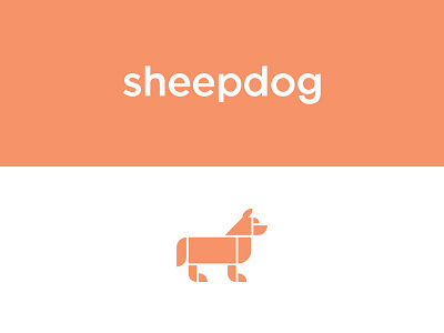 Doggie brand custom type dog geometric identity illustration logo sans serif sheepdog vector
