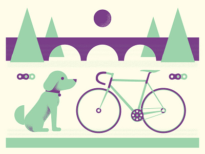 Oops. bike cycling dog geometric illustration minneapolis nature river sun trees