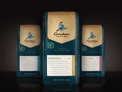 Caribou Single Origin Coffees adventure caribou coffee minnesota packaging premium rainforest single origin topography