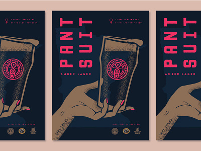 PANTSUIT Amber Lager beer branding brewery brewing feminism girl hand illustration minneapolis poster