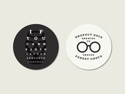 Dropout Docs Brewing No. 2 beer brewery brewing coaster eye glasses lockup pdx portland type