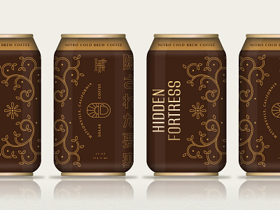 Hidden Fortress #5 branding can coffee cold brew flourish flower gold icon logo packaging premium solar