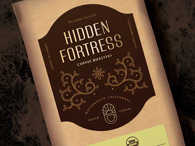 Hidden Fortress Coffee Roasters branding coffee flourish flower gold icon logo packaging premium solar