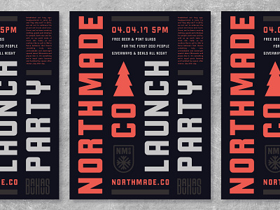 Northmade Co apparel badge branding brewery identity lockup logo minnesota north poster tree typography