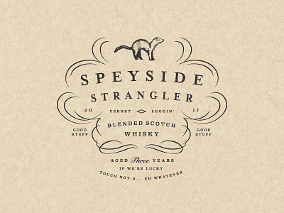 Speyside Strangler ferret filigree liquor lockup scotch speyside spirits type typography whiskey whisky