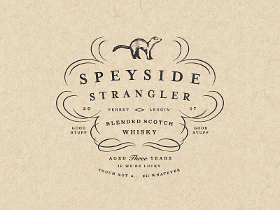 Speyside Strangler ferret filigree liquor lockup scotch speyside spirits type typography whiskey whisky