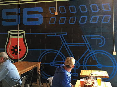 56 Brewing Mural & Signs beer bike brewing glass illustration minneapolis monoweight mural painting sign taproom