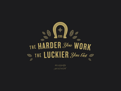 Lucky badge branding gold horseshoe lockup personal branding type typography