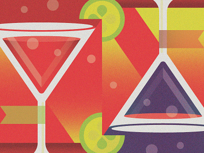 Liquid Lunch No. 1 bar citrus cocktail drinks geometric grain illustration lime martini texture