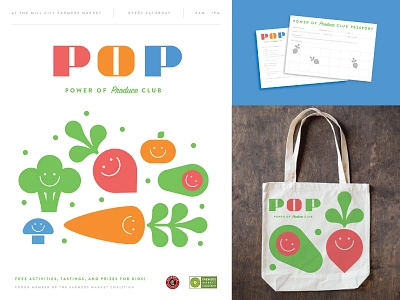 Power of Produce Case Study branding farm farmers market fruit fun healthy illustration kids logo produce type veggies