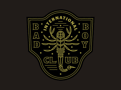 INTL BAD BOY CLUB badge club crest gold illustration lockup logo scorpion seal vector