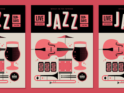 So Jazzy bass beer brewery brewing gig poster illustration instrument jazz music poster typography