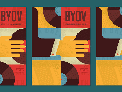 BYOV brewery brewing geometric gigposter grain hand illustration music record texture vector vinyl