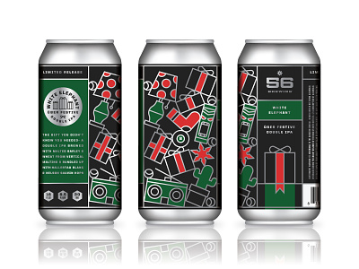 White Elephant, Über Festive Double IPA beer brewery brewing cactus can foil holiday illustration monoline packaging premium
