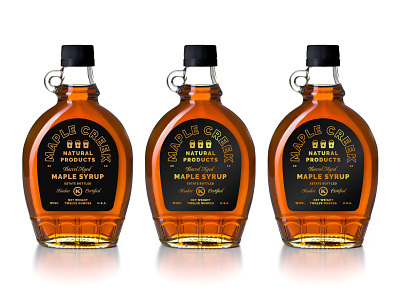 Syrup + Barrels aged badge barrel branding gold lockup logo maple syrup packaging premium typography wisconsin