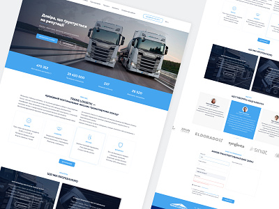 Transport / Logistic Company Website Design blue branding car clean company corporate design feedback figma form homepage hover logistic logo mainpage redesign truck ui ux web
