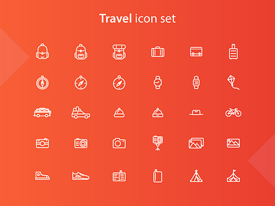 Travel Icon Set bag icon camera icon icon set icons shoes tent travel travel pack watch icon