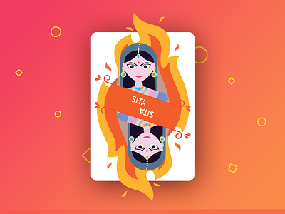 Sita Card card character color fire illustration playing card ramayana shape sita