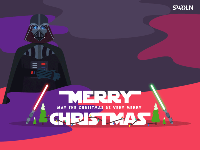 Merry Christmas - May the christmas be very merry c 3po christmas colors darth vader fun gif lights lightsaber r2 d2 starwars