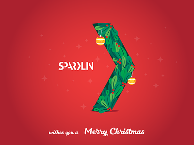 Merry Christmas from sparklin christmas green illustration logo tree