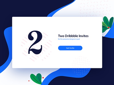 2 Dribbble Invites blue card design dribbble invite ui wave web