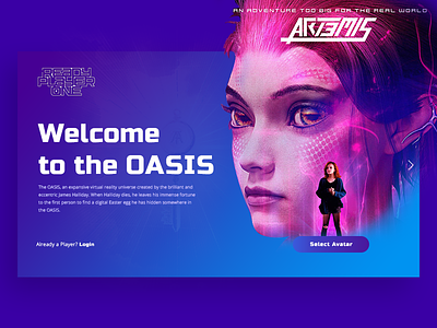 Welcome to the oasis - Sign up avatar card element game gradient login oasis porfile ready player one sign up ui