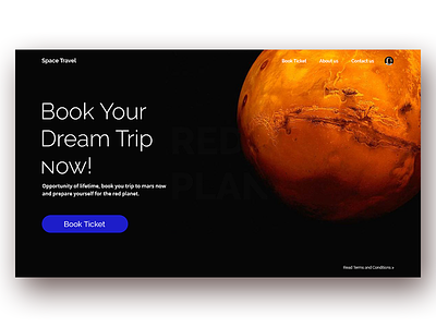 Trip to mars about blue booking card circle mars red ui website