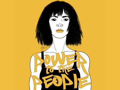 Power to the People digital art illustration lettering woman
