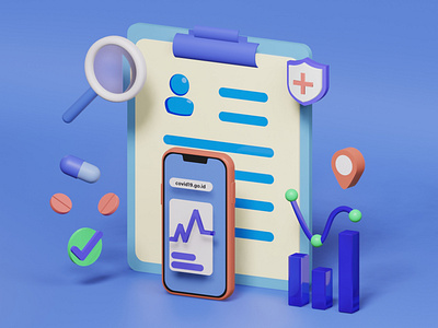 3D Illustration of checking your health 3d 3d design 3dillustration design illustration ui