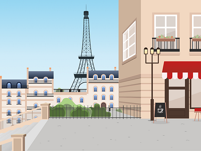 Paris - Illustration 2d adobe city design figma flat flat design france french graphic graphic design illustration illustratior minimal paris ui vector ville xd