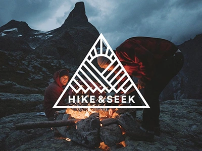 Hike Seek adventure brandmark camping logo mountain travel triangle