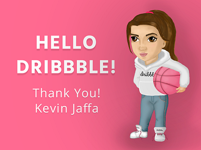 Hello Dribbble! basketball debut design first girl hello illustration invite pink