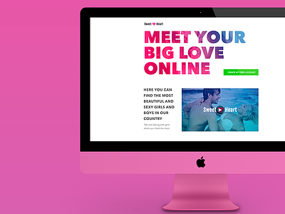 Landing Page for Dating Site dating landing love pink valentine webdesign website